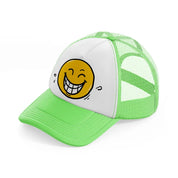 laughing smiley-lime-green-trucker-hat