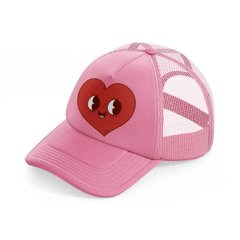 heart smiling red pink trucker hat