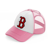 b from boston-pink-and-white-trucker-hat