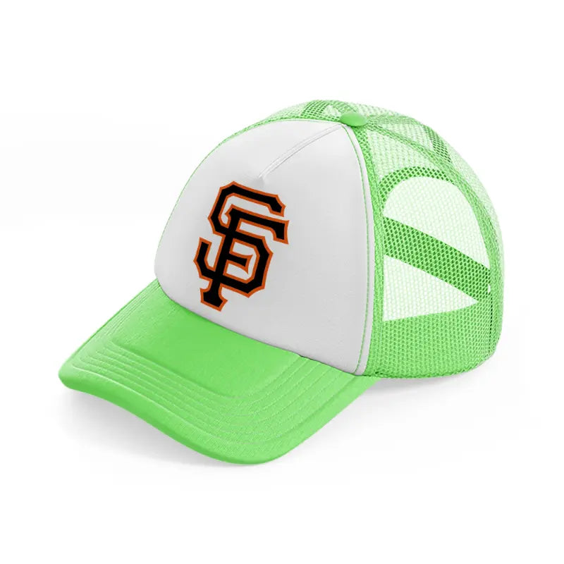 sf emblem-lime-green-trucker-hat
