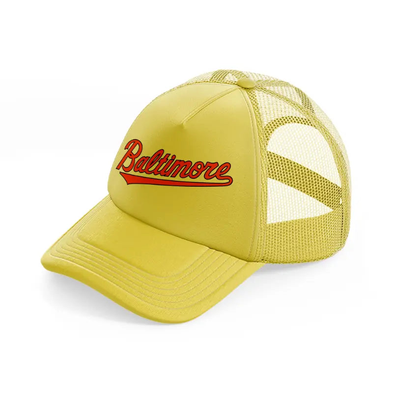 baltimore logo-gold-trucker-hat