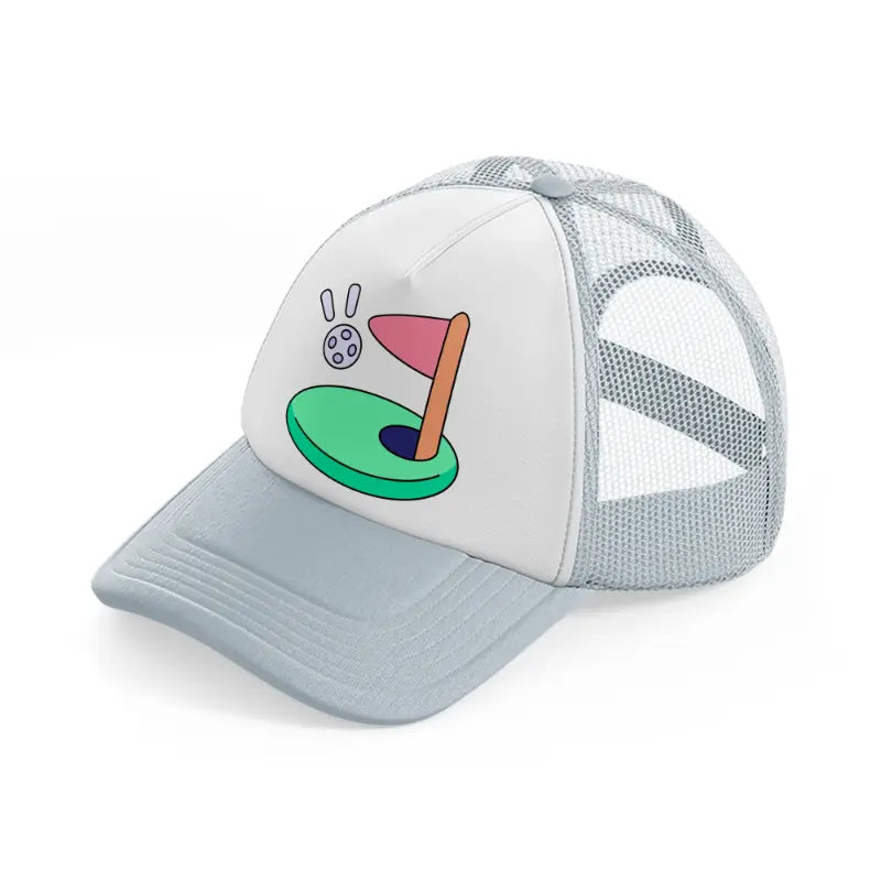 golf flag cartoon-grey-trucker-hat