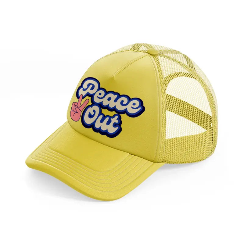 peace out gold trucker hat