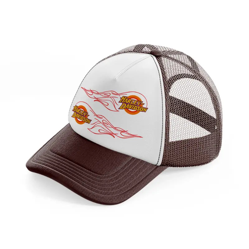 harley-davidson fire wheels-brown-trucker-hat