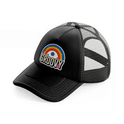 groovy rainbow-black-trucker-hat
