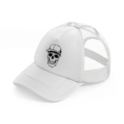 skull gangster with cap-white-trucker-hat