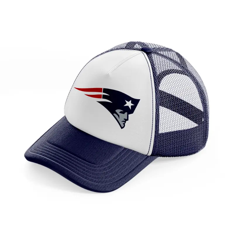 new england patriots emblem-navy-blue-and-white-trucker-hat