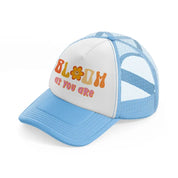 hippiehappy3 sky blue trucker hat