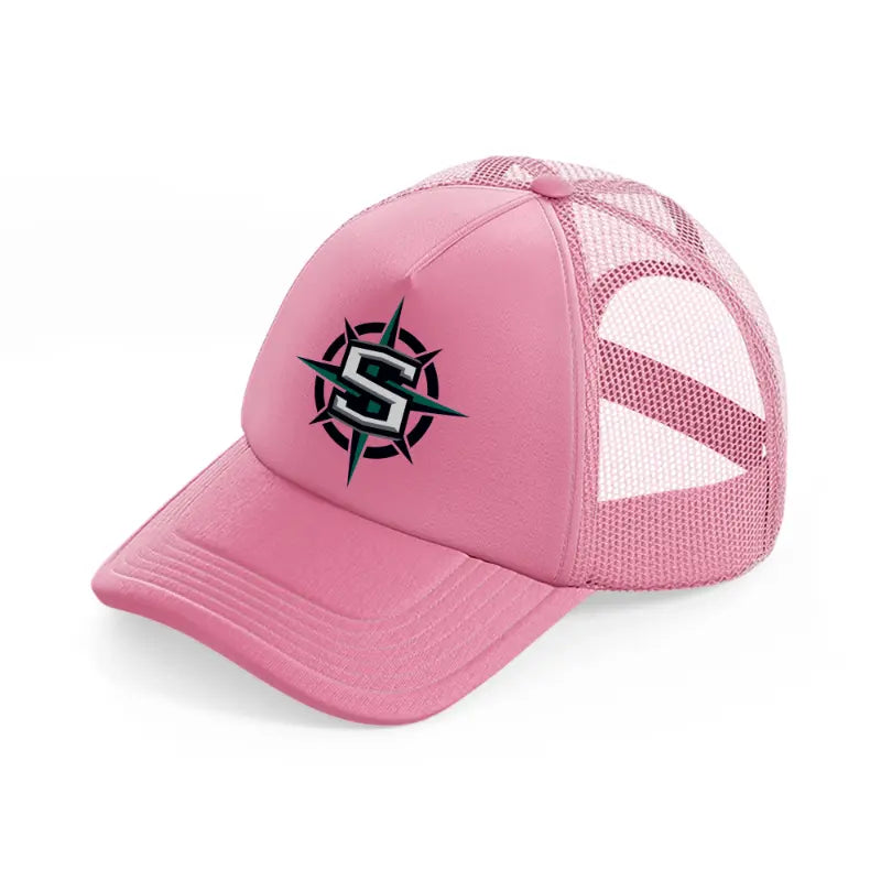 seattle mariners emblem-pink-trucker-hat