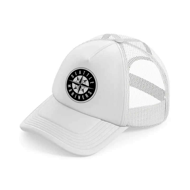 seattle mariners black & white-white-trucker-hat