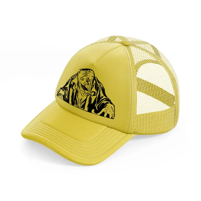 twisted face monster gold trucker hat