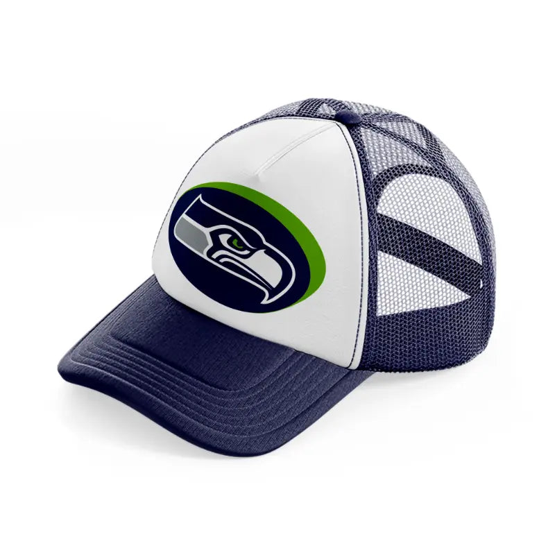 seattle seahawks 3d-navy-blue-and-white-trucker-hat