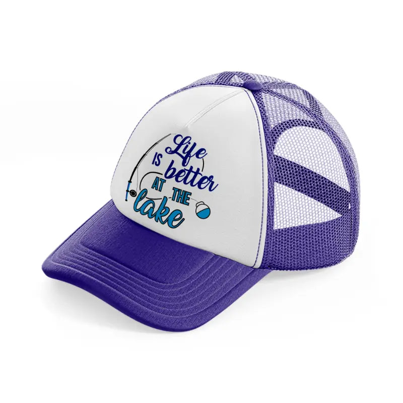 life is better at the lake blue-purple-trucker-hat