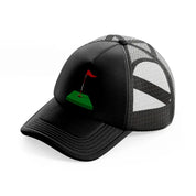 red flag cartoon-black-trucker-hat