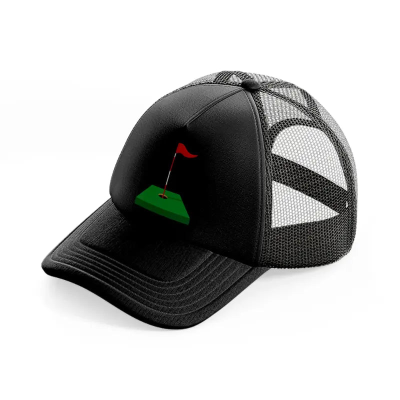 red flag cartoon-black-trucker-hat