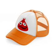 red monster orange trucker hat