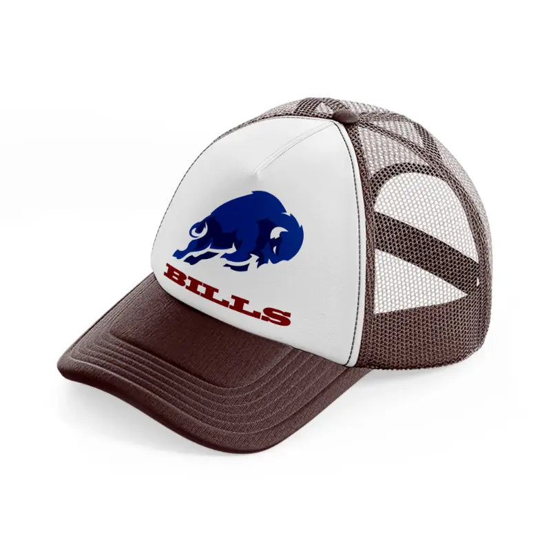 buffalo bills blue and white-brown-trucker-hat