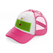 green mini golf field-neon-pink-trucker-hat