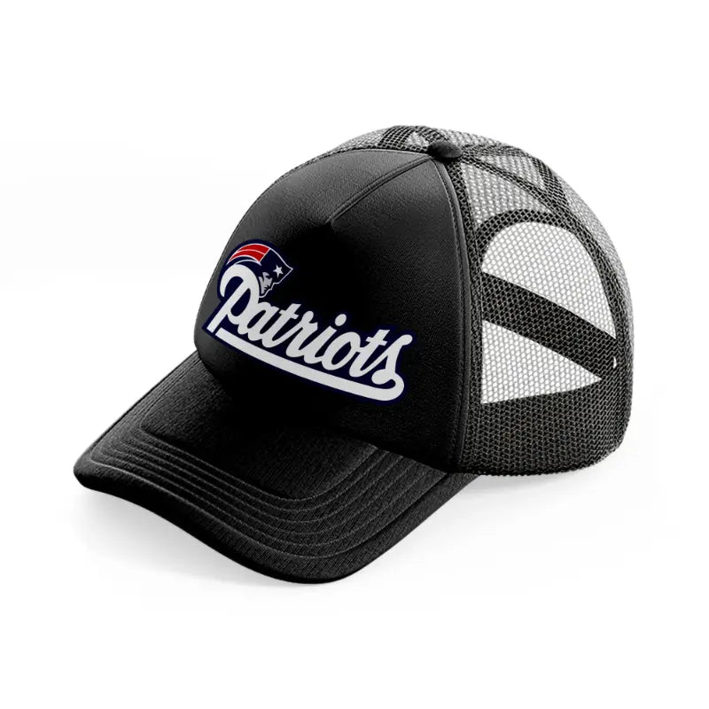 new england patriots logo-black-trucker-hat