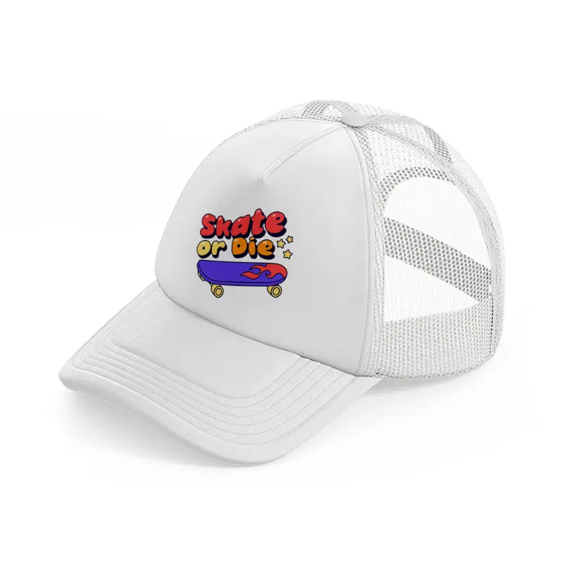 skate or die-white-trucker-hat