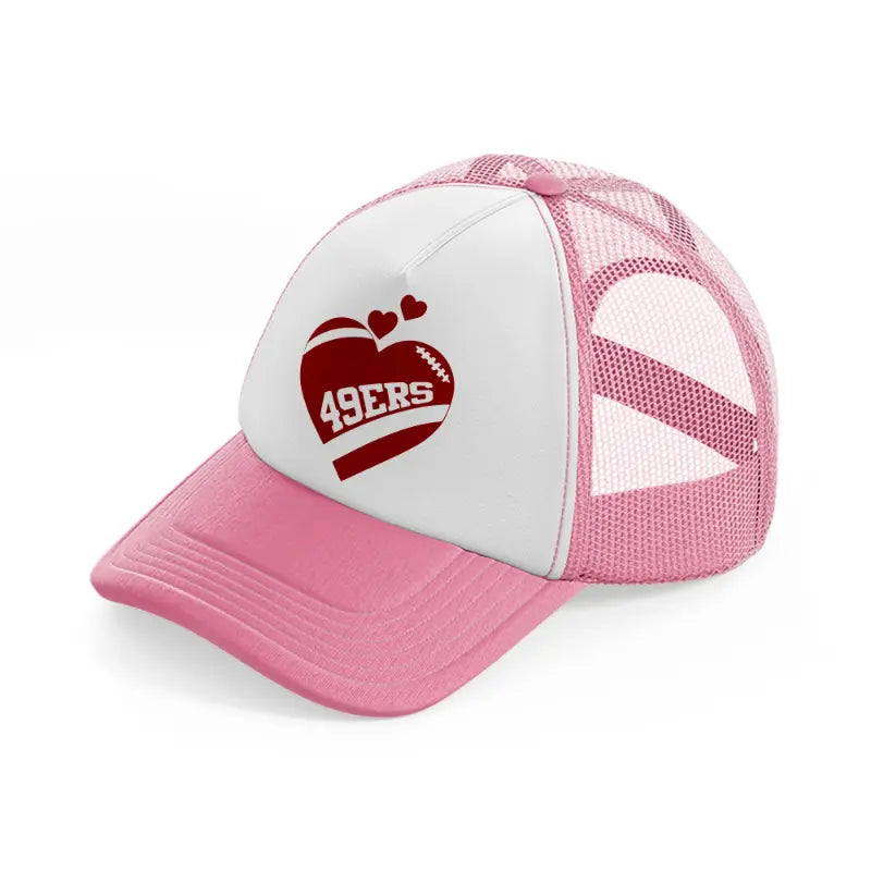 heart 49ers-pink-and-white-trucker-hat