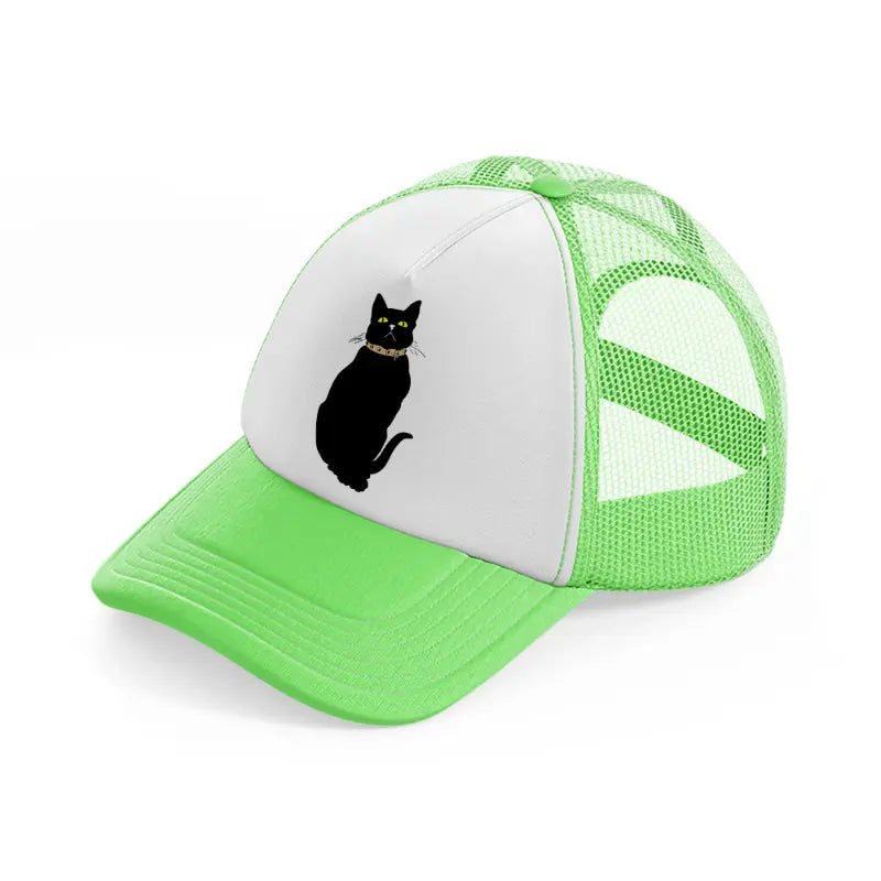 black cat-lime-green-trucker-hat