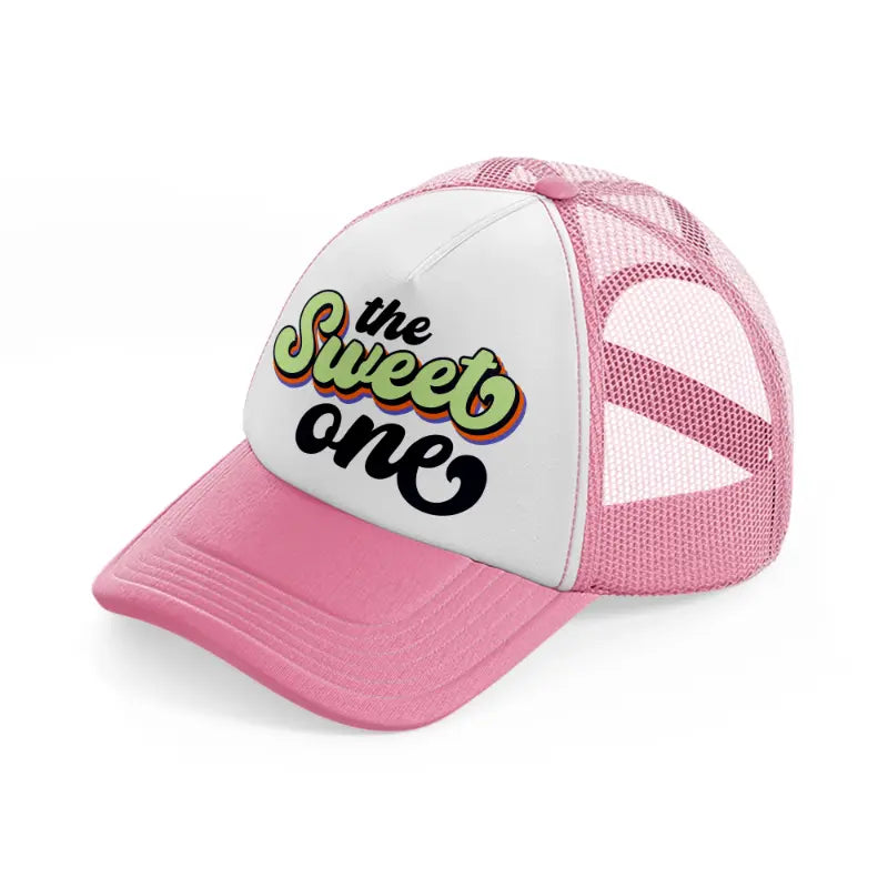 the sweet one pink and white trucker hat