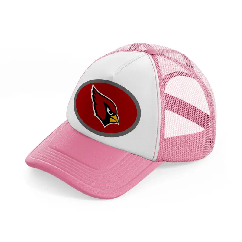 arizona cardinals small logo-pink-and-white-trucker-hat