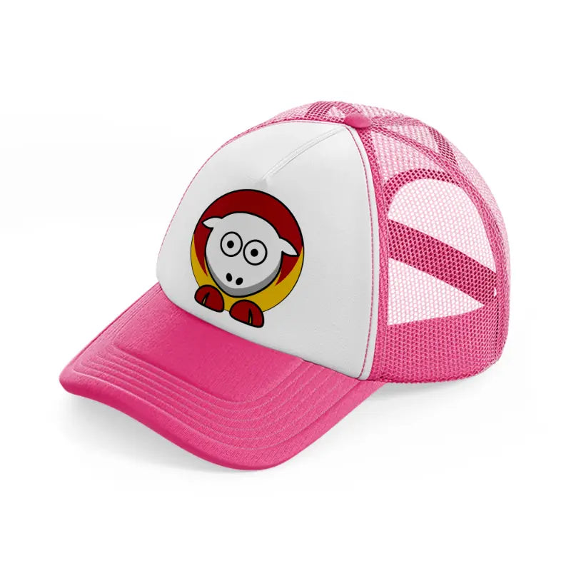 kansas city chiefs funny emblem-neon-pink-trucker-hat