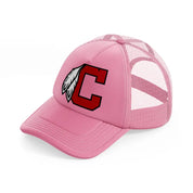 cleveland indians letter-pink-trucker-hat