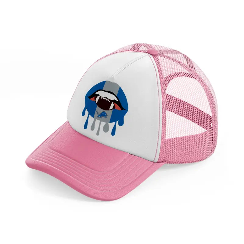 detroit lions mouth-pink-and-white-trucker-hat
