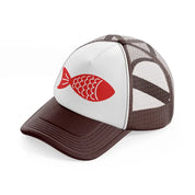 fish red brown trucker hat