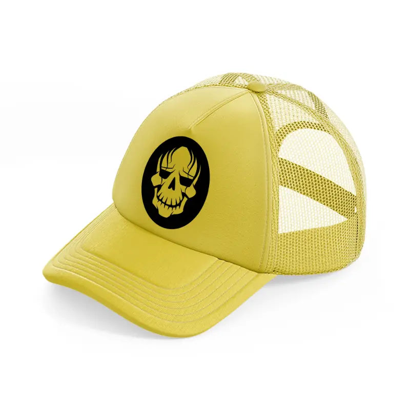 halloween skull gold trucker hat