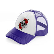 skull roses purple trucker hat