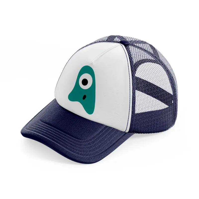 green monster navy blue and white trucker hat