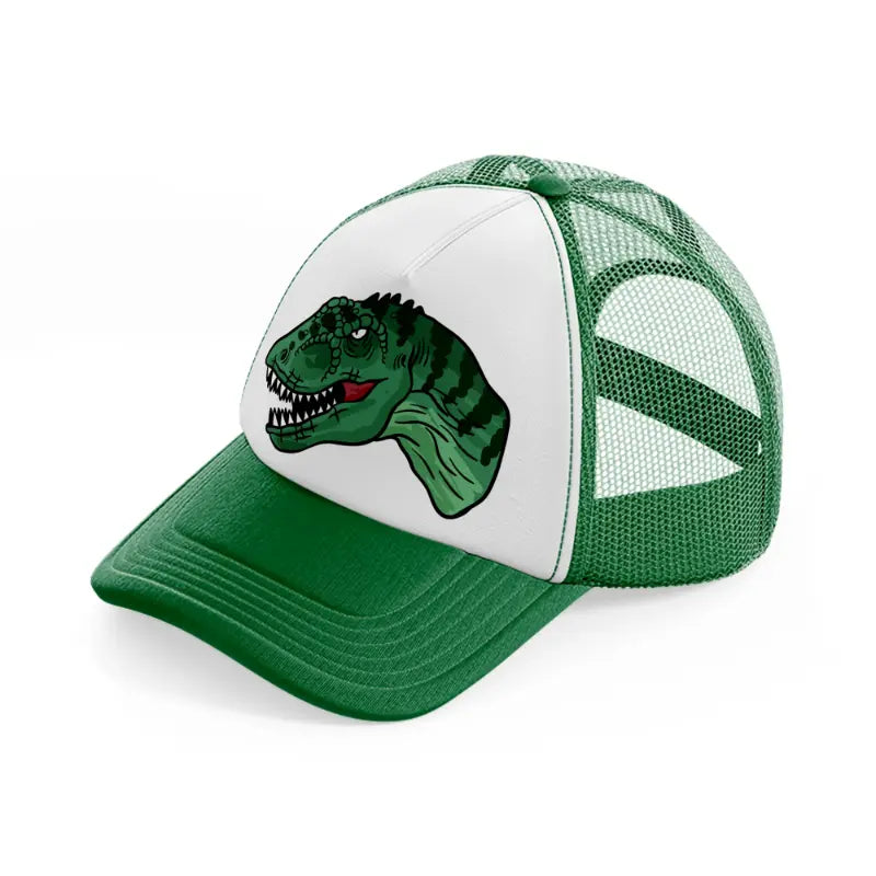 tyrannosaurus-rex-green-and-white-trucker-hat