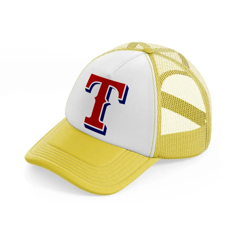 texas rangers emblem-yellow-trucker-hat