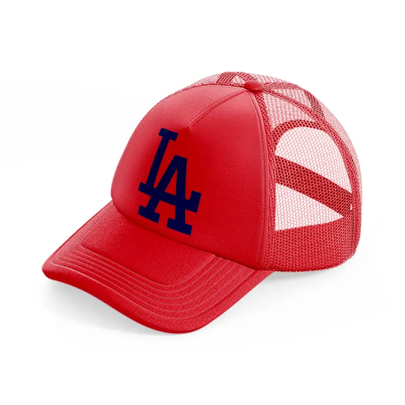 la emblem-red-trucker-hat