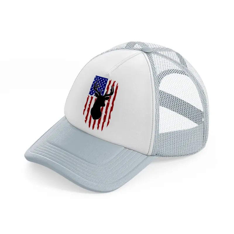 deer american flag-grey-trucker-hat