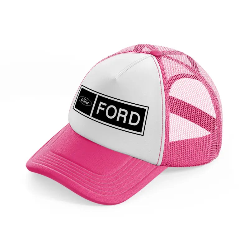 ford b&w-neon-pink-trucker-hat