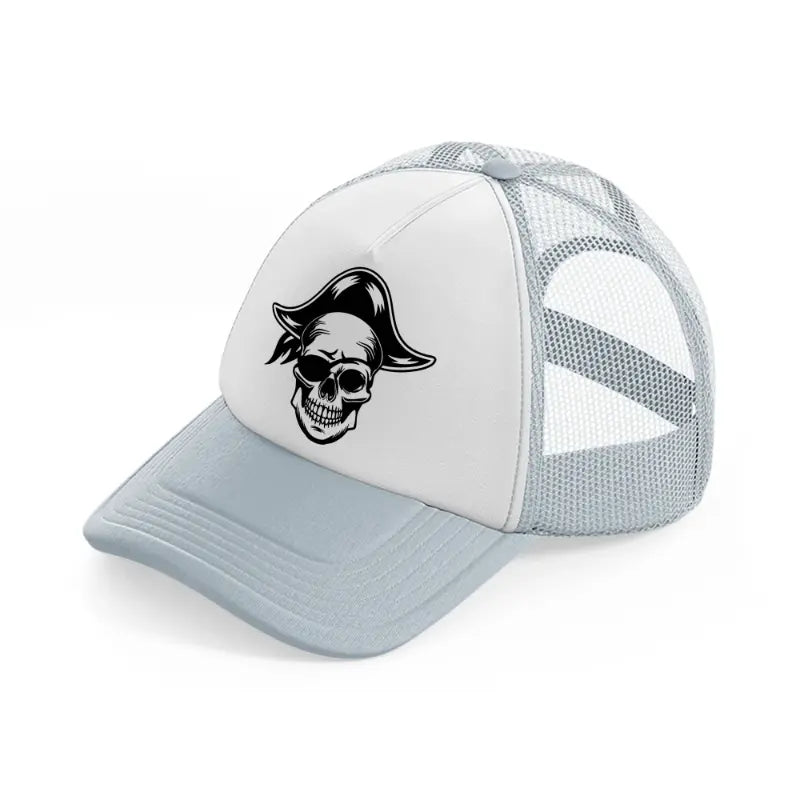 pirate skull head-grey-trucker-hat