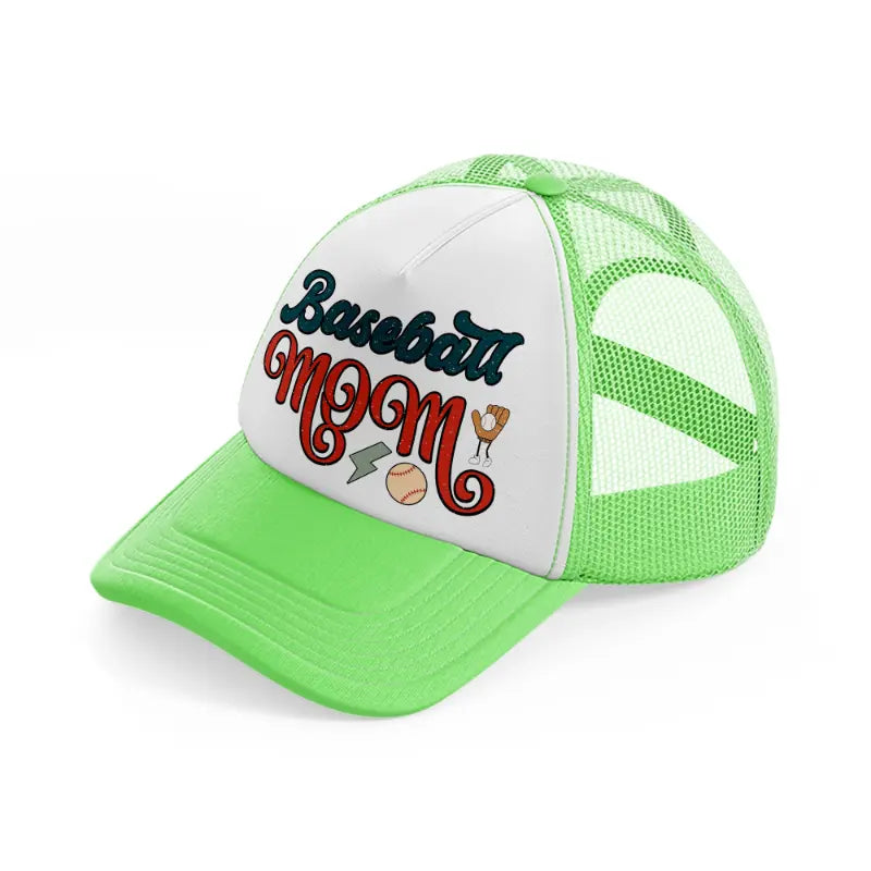 basebal mom sticker-lime-green-trucker-hat