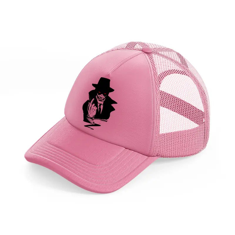 man with hat-pink-trucker-hat