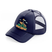 skeleton going to surf-navy-blue-trucker-hat