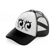 happy shy face-black-and-white-trucker-hat
