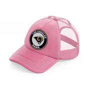 los angeles rams blue badge-pink-trucker-hat