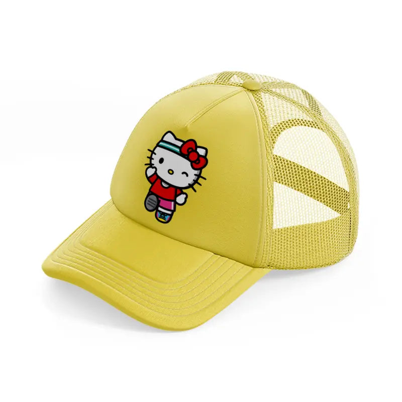 hello kitty jogging gold trucker hat