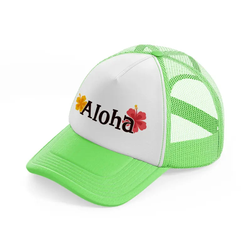 aloha floral-lime-green-trucker-hat