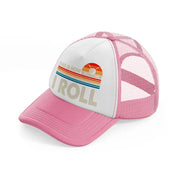 this is how i roll color-pink-and-white-trucker-hat