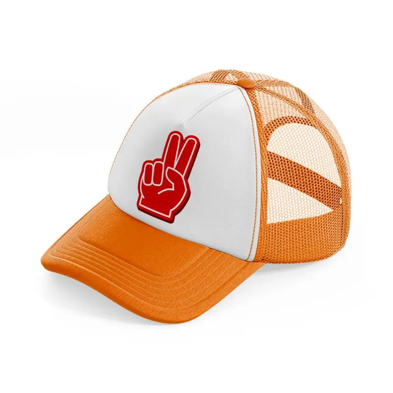 baseball fingers-orange-trucker-hat